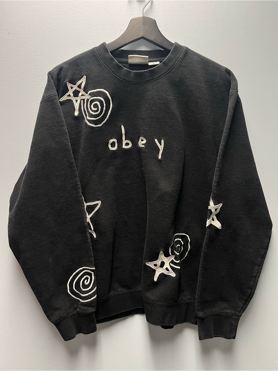 Obey Sweaters - Obey Black Graphic Crewneck Sweatshirt Women's Medium